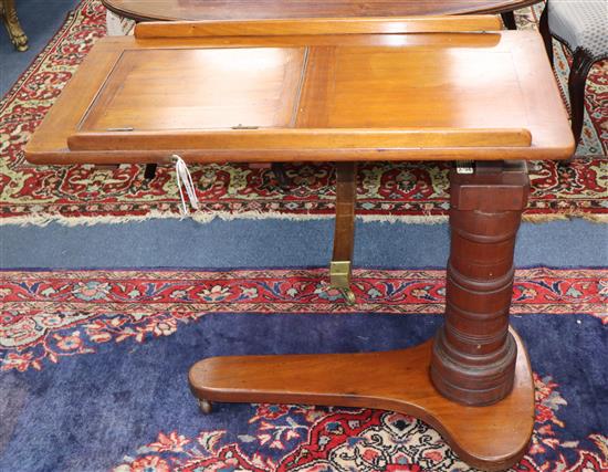 A late Victorian Leveson & Son walnut adjustable reading table W.80cm